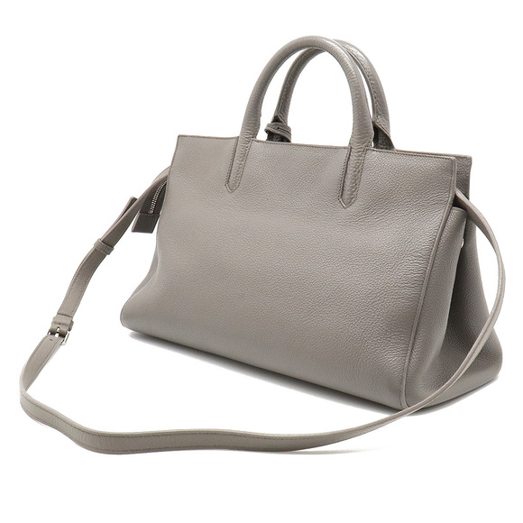 Yves Saint Laurent Cava Rive Gauche Tote Bag Leather Gray - Picture 2 of 9